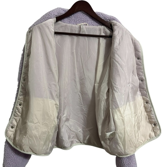 Fabletics Purple Liliac Teddy Jacket Sherpa High Collar and Fuzzy Texture Large - Picture 8 of 13